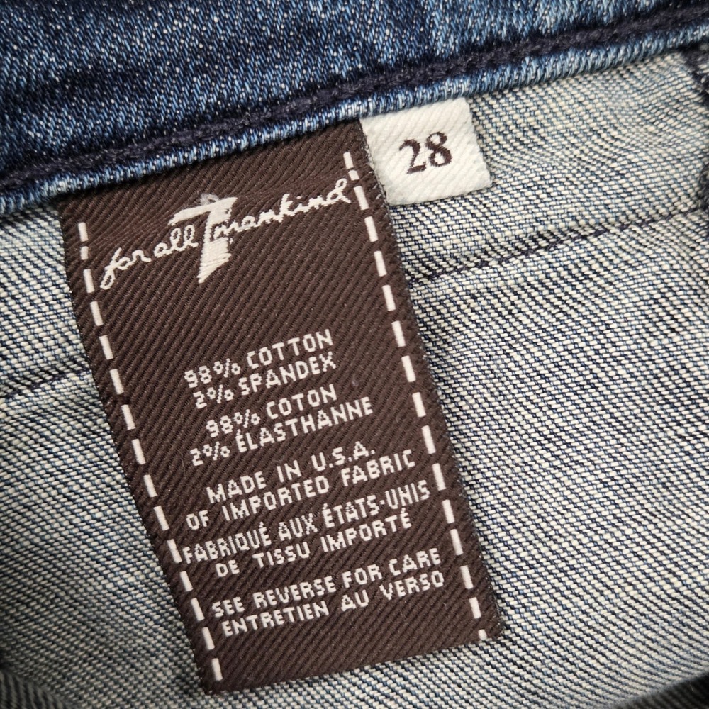 7 For All Mankind Women 28 Y2K Flare Bootcut Jeans Blue USA Front Patch Pocket - Picture 5 of 10